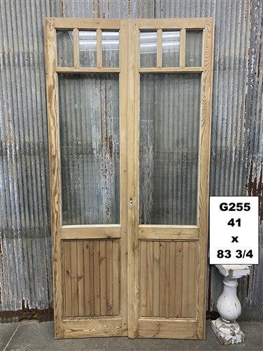Antique French Double Doors (41x83.75) 4 Pane Glass, European Reclaimed G255