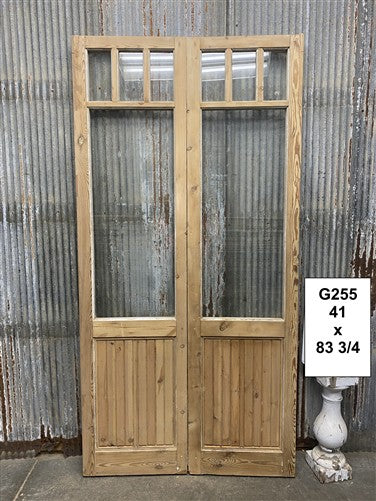 Antique French Double Doors (41x83.75) 4 Pane Glass, European Reclaimed G255
