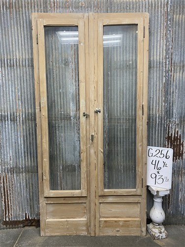 Antique French Double Doors (46.5x93.5) 1 Pane Glass, European Reclaimed G256