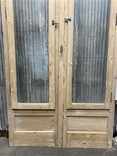 Antique French Double Doors (46.5x93.5) 1 Pane Glass, European Reclaimed G256