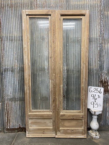 Antique French Double Doors (46.5x93.5) 1 Pane Glass, European Reclaimed G256