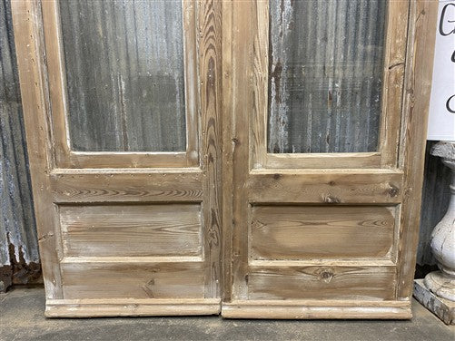Antique French Double Doors (46.5x93.5) 1 Pane Glass, European Reclaimed G256
