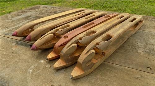 Vintage Weaving - 6 Wooden Weaving Loom Boat Shuttles, Metal Tip, Vintage Textile Mill Loom Part a by The Old Grainery (bo...