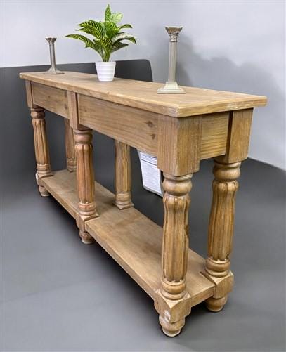 60" Sofa Table with Drawers, Coffee Table, Entryway Console Table Natural Wood A