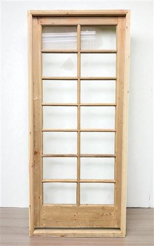 Antique French Single Door (37x86.5) Glass Pane Door with Jamb, Encased Door T35