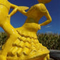 Yellow MCM Spanish Flamenco Dancers TV Lamp, Gold Midcentury Television Light