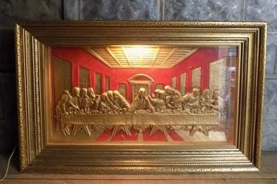 Art & Collectibles > Collectibles - Lighted Framed Last Supper Da Vinci, Christian Catholic Church Chapel Art by The Old G...