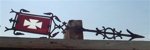 Weathervane Ruby Red Glass Tail Lightning Rod No Ball Arrow Pointer Vintage H
