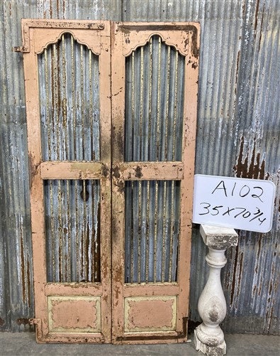 Home & Living > Outdoor & Gardening > Garden Decoration > Yard Art - Vintage Indian Garden Gates, Carved Metal Teak Doors,...