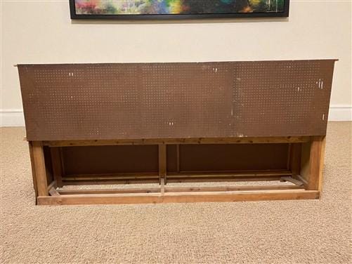 10' Wrapping Station, Vintage Store Counter, Built-in Display Back, Workbench