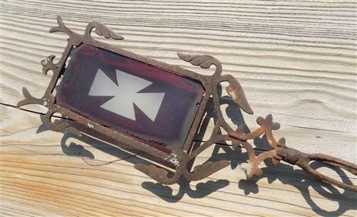 Weathervane Ruby Red Glass Tail Lightning Rod No Ball Arrow Pointer Vintage H
