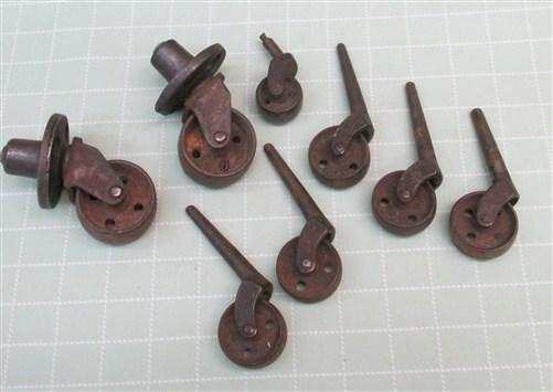 Wheel Parts - Lot Assorted Metal Caster Swivel Wheels Steel Industrial Furniture Dresser Desk by The Old Grainery (Antique...