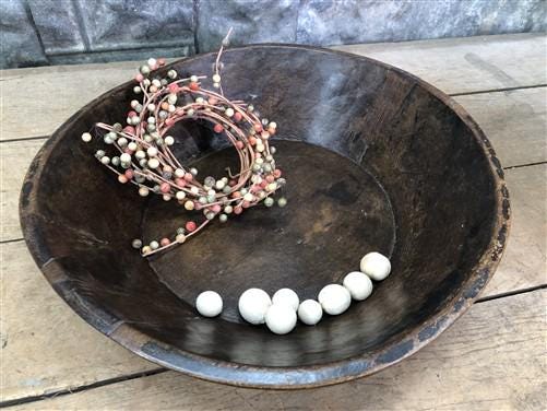 Home & Living > Kitchen & Dining > Kitchen Decor > Centerpieces & Table Decor > Centerpieces - Dark Wood Bowl, Rustic Farm...