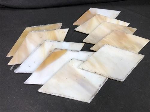10 Stained Slag Glass Diamond Panes, Reclaimed Church Window Art Glass Pieces H