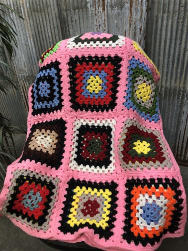 Home & Living > Bedding > Blankets & Throws > Afghans - Crocheted Afghan Blanket, Vintage Handmade Knit Throw, Couch Lap B...
