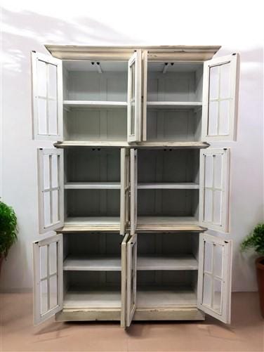 4'10" Triple Stack Cabinet, White Kitchen Cabinet, Bookcase, Storage J