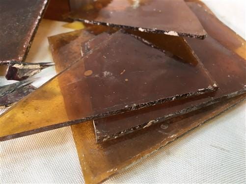 Craft Supplies & Tools > Raw Materials > Glass - Honey Gold Stained Glass Reclaimed Church Window Shards Fragments, Art Gl...
