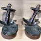 Home & Living > Home Decor > Home Accents > Bookends - Nautical Ship Anchor Rope Bronze Bookends, Vintage Library, Brass D...
