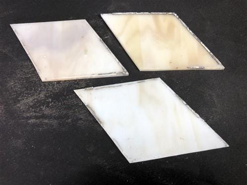 10 Stained Slag Glass Diamond Panes, Reclaimed Church Window Art Glass Pieces E