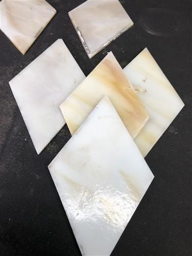 10 Stained Slag Glass Diamond Panes, Reclaimed Church Window Art Glass Pieces G