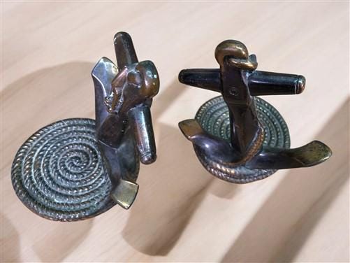 Home & Living > Home Decor > Home Accents > Bookends - Nautical Ship Anchor Rope Bronze Bookends, Vintage Library, Brass D...