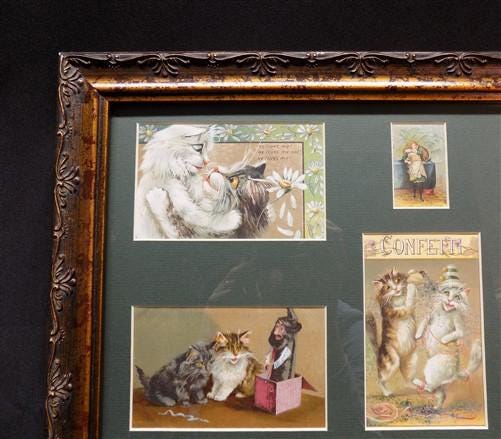 Art & Collectibles > Prints - Vintage Wooden Framed Cat Art, Rectangular Photo Picture Mirror Art Frame H by The Old Grainery