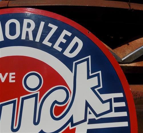 Buick Authorized Service Sign, 2 Sided Metal Porcelain Advertising Buick Sign,
