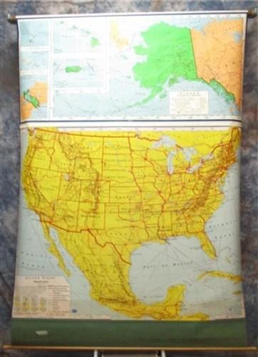 map - 1967 AJ Nystrom 50 States Map, United States Canvas Large Map, Wall Art Vintage by The Old Grainery (50 states, canv...