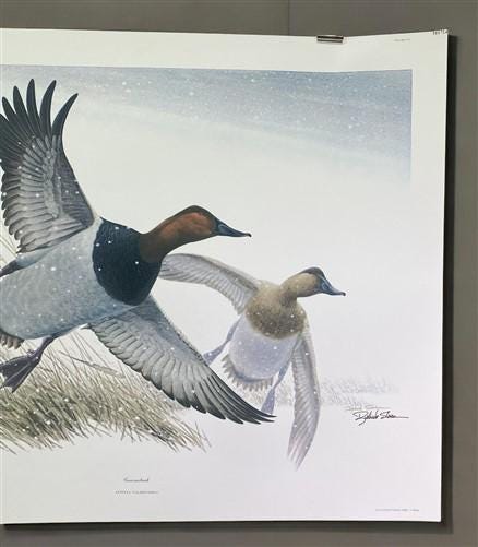 Art & Collectibles > Prints > Lithographs - Richard Sloan, Canvasback, Signed Print, 28x22, Wade Collection, Plate 38 by T...