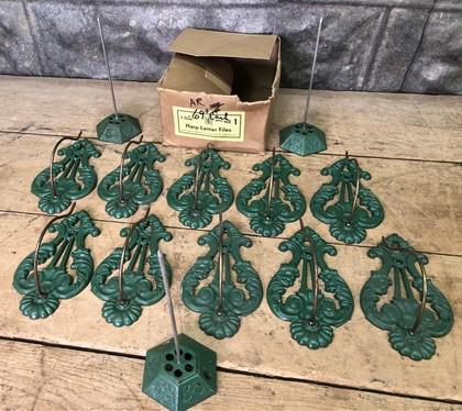NOS Harp Letter Files, Lot Metal Paper Spikes, Wall Mount Receipt Bill Holder