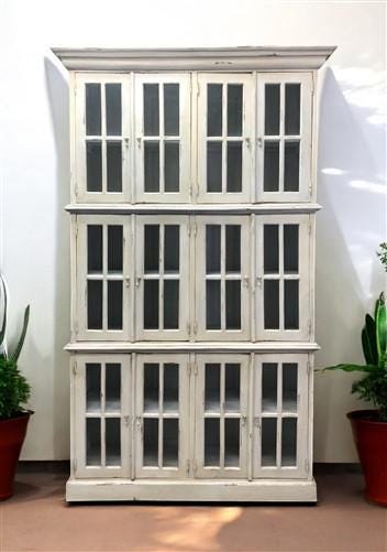 4'10" Triple Stack Cabinet, White Kitchen Cabinet, Bookcase, Storage J