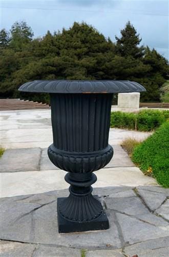Home & Living > Outdoor & Gardening > Garden Decoration > Yard Art - 39" Tall Cast Iron Fluted Urn, Flower Pot Planter, Ga...