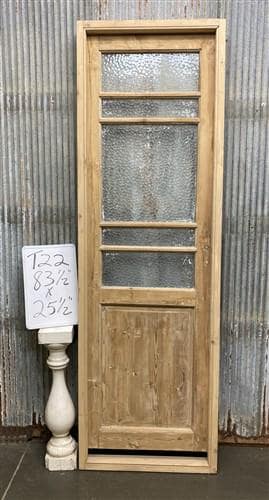Antique French Single Door(25x83.5) Glass Pane Door with Jamb, Encased Door T22