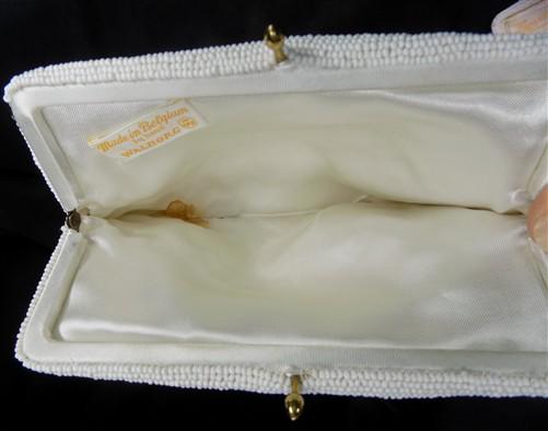 Bags & Purses > Handbags > Clutches & Evening Bags - Ivory White Seed Beaded Satin Bridal Formal Evening Bag Clutch Coin P...