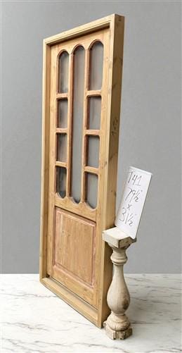 Antique French Single Door (31x78.5) Glass Pane Door with Jamb, Encased Door T41