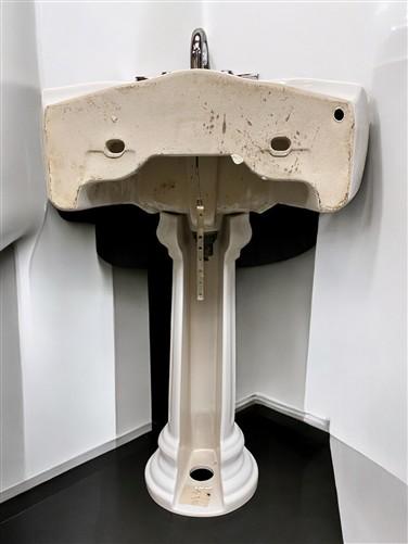 Porcelain Pedestal Sink, Vintage White Bathroom Sink, Architectural Salvage, A