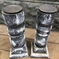 Home & Living > Home Decor > Home Accents - Pair Gray Wooden Pillar 14" Candlestick Holders, Decor, Table Centerpiece, B b...