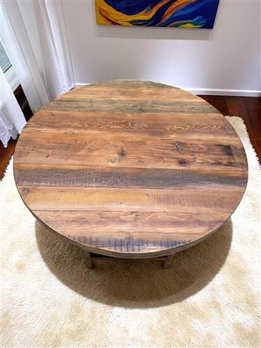 Home & Living > Furniture > Dining Room Furniture > Kitchen & Dining Tables - Rustic Round Table, Vintage Dining Room Tabl...