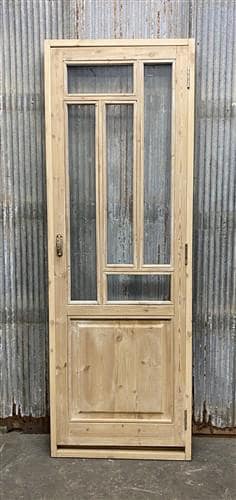 Antique French Single Door (27.5x82) Glass Pane Door with Jamb, Encased Door T13