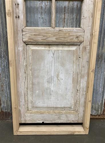 Antique French Single Door (25x91.5) Glass Pane Door with Jamb, Encased Door T21