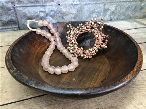 Dark Wood Bowl, Rustic Farmhouse Table Decor, Carved Wooden Bread Bowl A23