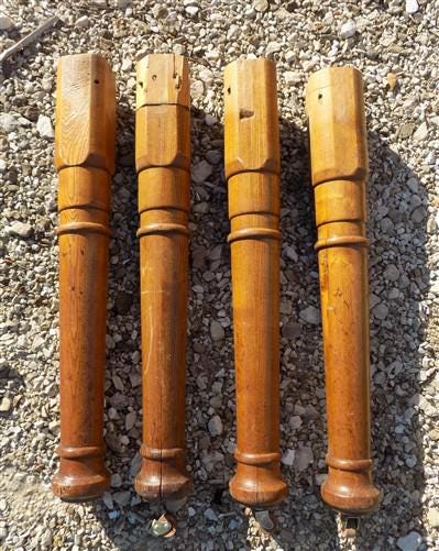 Home & Living > Furniture > Dining Room Furniture - 4 Wood Table Legs, Harvest Folk Art Architectural Salvage, Vintage Fur...