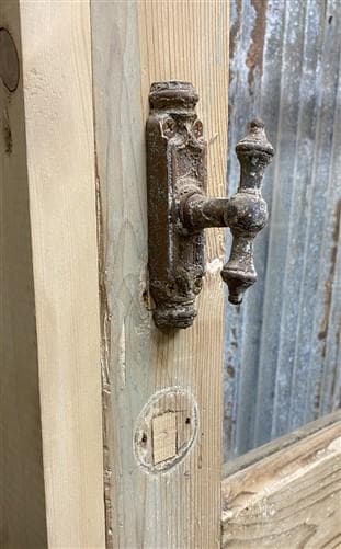 Antique French Single Door (31.5x81) Glass Pane Door with Jamb, Encased Door T20