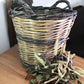 Home & Living > Storage & Organization > Baskets - Round Wicker Basket, Vintage German Woven Rattan Basket, Storage Organi...