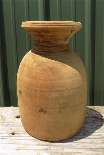 Water Jug, Wood Pot, Wood Vase, Rustic Planter, Modern Farmhouse, European N