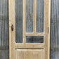 Antique French Single Door (27.25x82) Glass Pane Door with Jamb, Encased Door T6