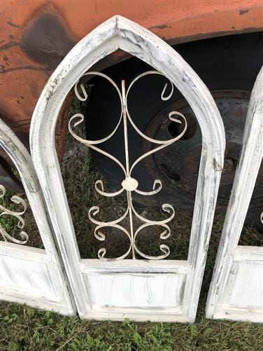 Home & Living > Home Decor > Wall Decor > Wall Hangings - 3 French Country Wood Metal Window Frame, Architectural Frame, F...