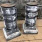 Home & Living > Home Decor > Home Accents - Pair Gray Wooden Pillar 10.5" Candlestick Holders, Decor, Table Centerpiece, A...