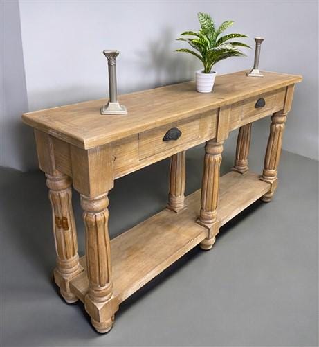 60" Sofa Table with Drawers, Coffee Table, Entryway Console Table Natural Wood A