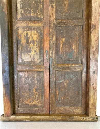 Antique Arched French Double Doors (61.5x130) European Door Jamb, with Jamb, S38